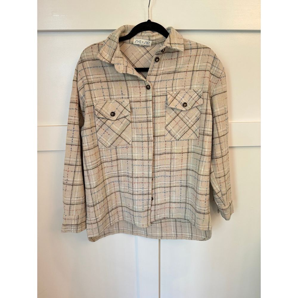 She + sky plaid Shacket size small EUC